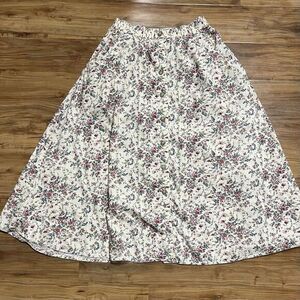 Vintage 90s 100% Cotton, Multicolor P Small Floral Midi Skirt Button‎ Up Pockets